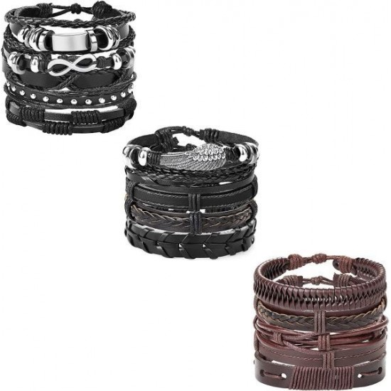 15pcs Braided Leather Bracelet For Men Women Cuff Wrap Bracelet Ethnic Tribal Bracelets Adjustable And Brown 15pcs Braided Leather Bracelet For Men Women Cuff Wrap Bracelet Ethnic Tribal Bracelets Adjustable And Brown